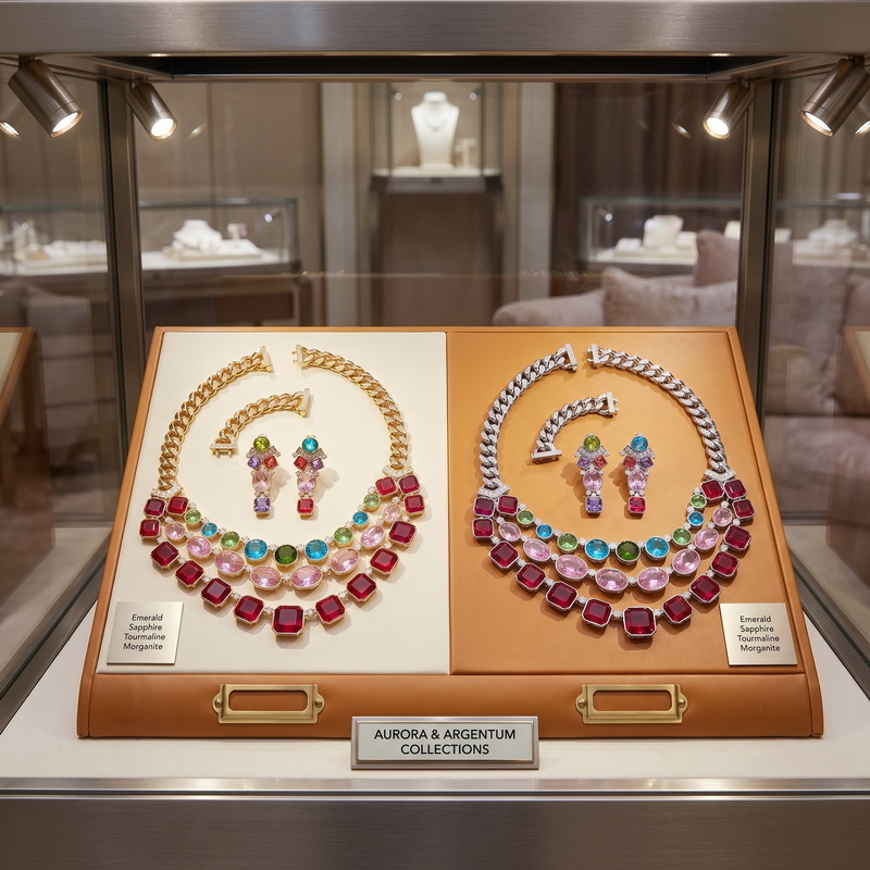 Layered Necklace Set - أقراط وقلادة على الطراز الأوروبي والأمريكي