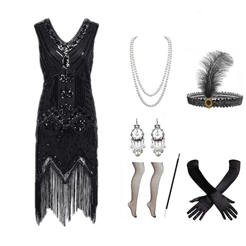 طقم فستان نسائي على طراز عشرين - مراجعة Women Accessories Products وسعره