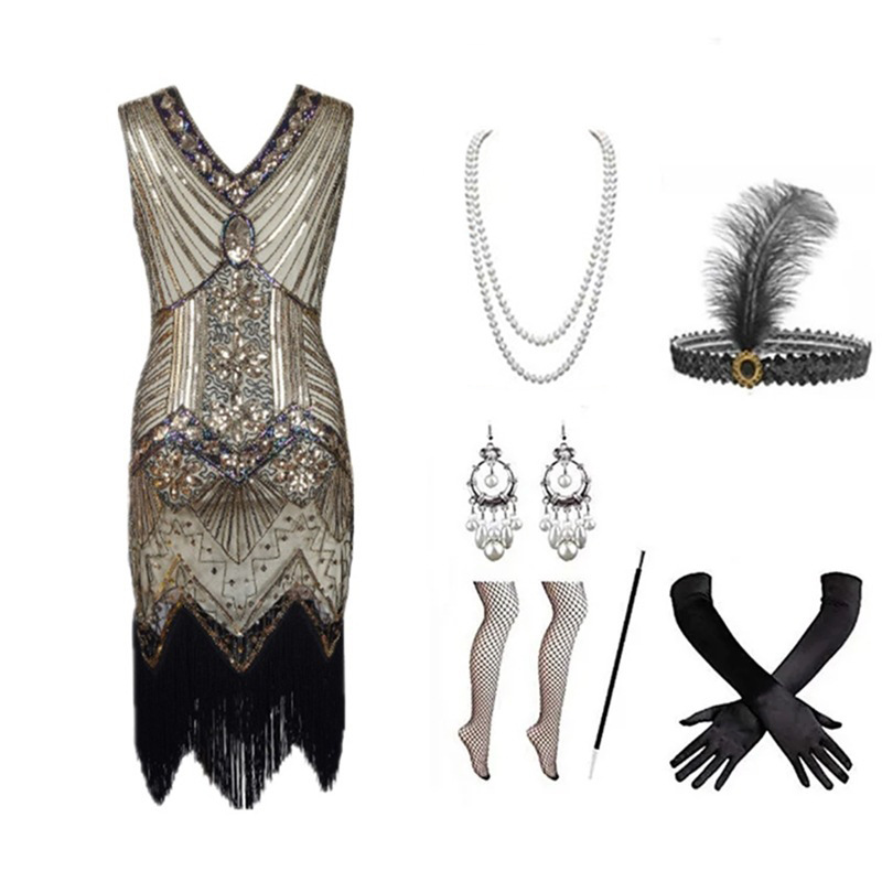 طقم فستان نسائي على طراز عشرين - مراجعة Women Accessories Products وسعره