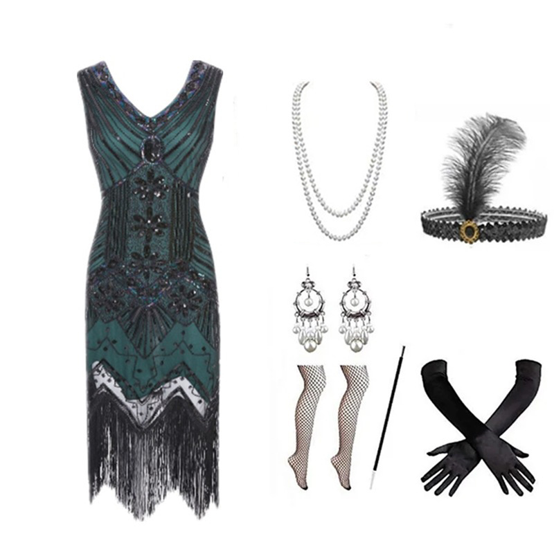 طقم فستان نسائي على طراز عشرين - مراجعة Women Accessories Products وسعره