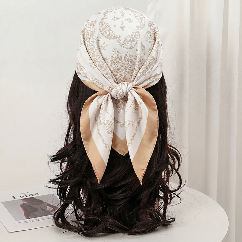 وشاح مربع من الساتان الحريري ب - مراجعة Women'S Accessories For Neck وسعره