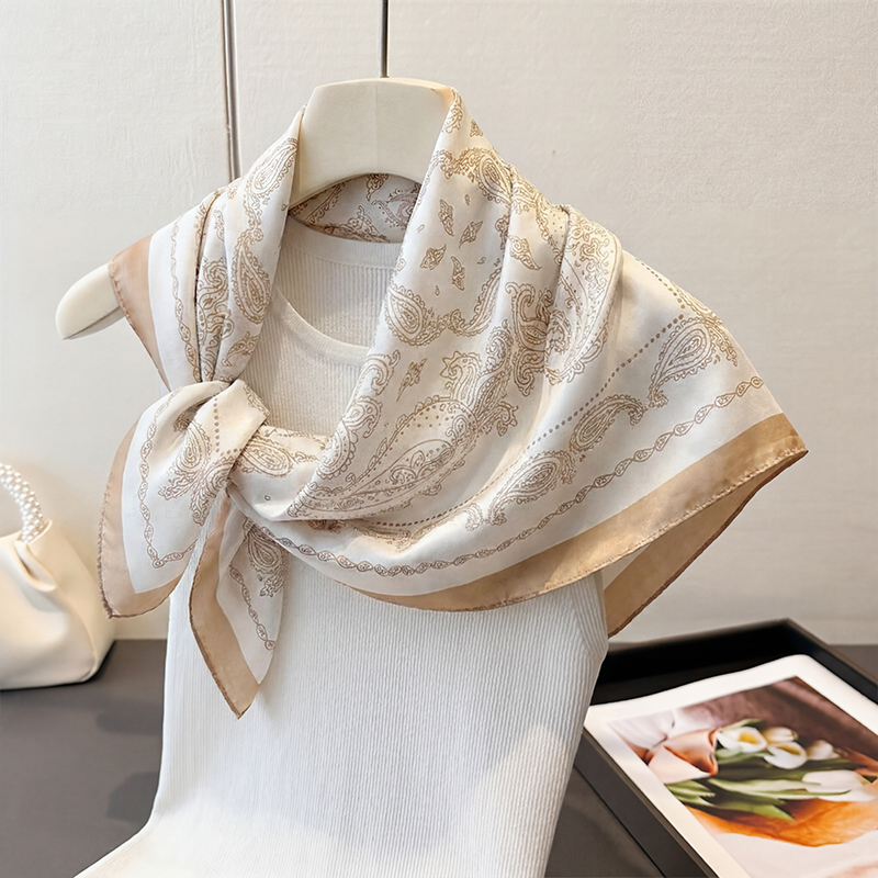 وشاح مربع من الساتان الحريري ب - مراجعة Women'S Accessories For Neck وسعره
