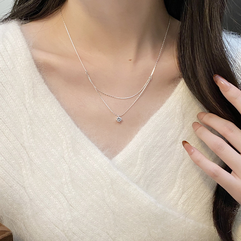 925 فضة أربعة مخلب الزركون قلا - مراجعة Layered Necklace Set وسعره